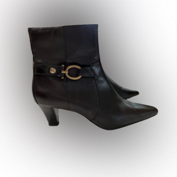 Ann Klein Greta Brown Leather Ankle Boots Size 8.5 - Picture 1 of 7
